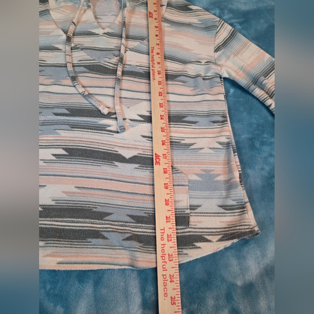 Wallflower Baja Hoodie Boho Aztec Pullover Womens Large Lightweight - Picture 7 of 16